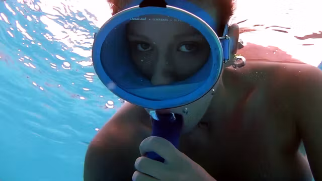 Dildo sucking underwater