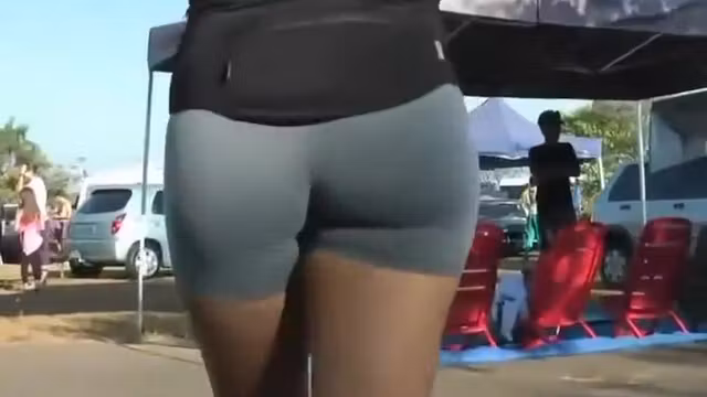Sporty girl's firm ass cheeks get filmed