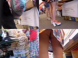 Hot g-string of a sexy chick seen in free upskirt video