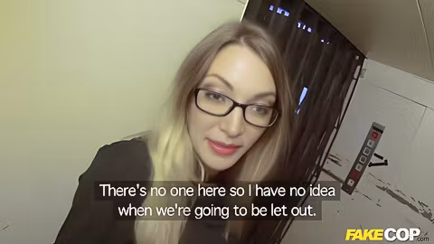 Leggy British Blonde Babe Fucking In An Elevator By A Policeman