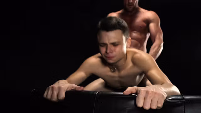 Little boy slave fucked bareback by master's huge daddy dick