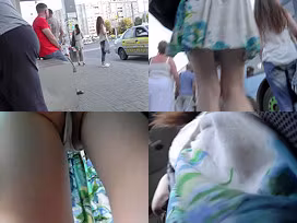 Skinny ass stunner wears g-string in upskirt video