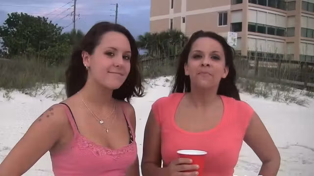 Hot babes flash boobies at the beach