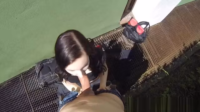 Amateur teen 18+ gives bj and gets cum on tits