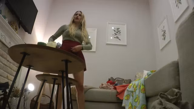 Hot Sexy French Blonde In Porn Casting With Her Tennis Skirt To Do Some House Work