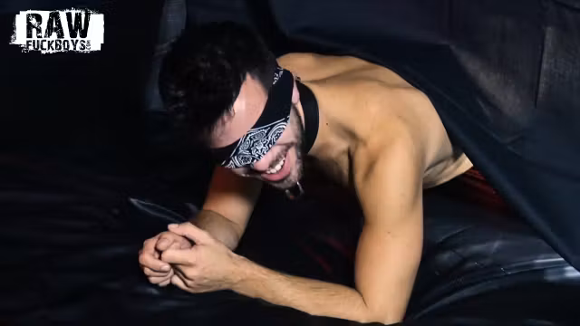 Hairy jock fucked bareback after anonymous dildo play