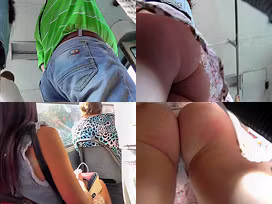 G-string and bubble ass of auburn babe in upskirt mov