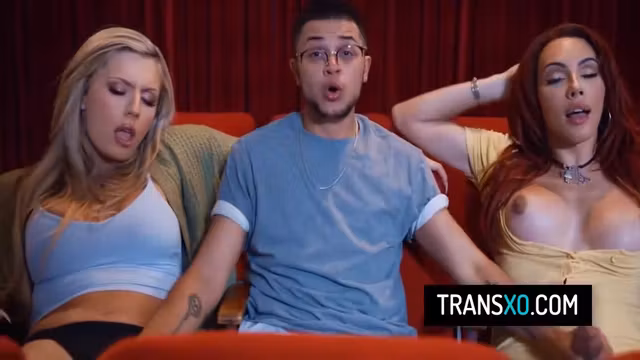 Ariel Venus, Jade Venus And Ariel Demure - Two Shemales Fuck A Trans Man At The Cinema