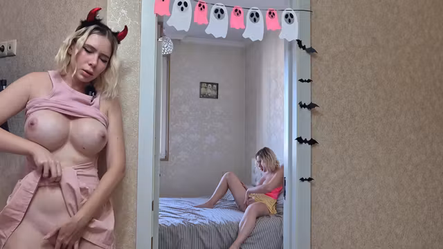 Caught Masturbating By My Stepsister She Start Touching Herself Too