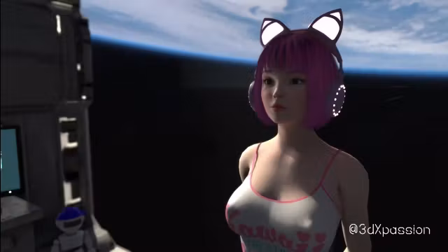 Nexus 3: Orbit Episode 5. Cute japanese anime catgirl gets fucked on a space station