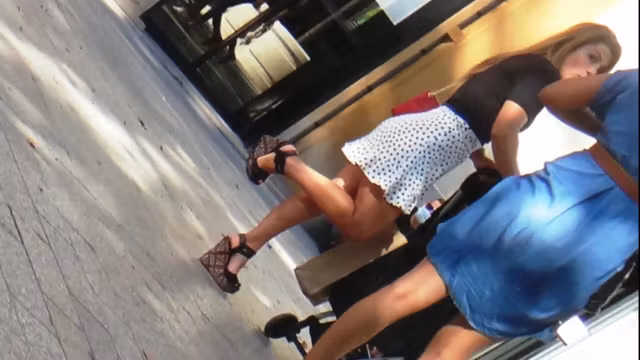 candid hot milf with gorgeous legs in wedges high heels