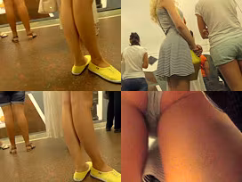 Yummy ass of a blonde seen in real upskirt movie