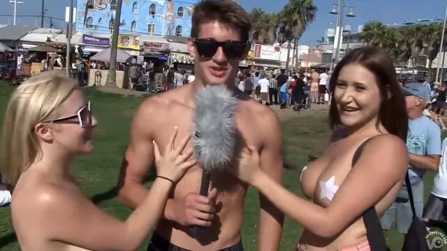 Nasty student 18+ grabs the tits of the Californian babes
