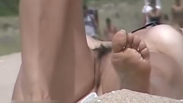 This beach is like a heaven for oiled big tit hunter
