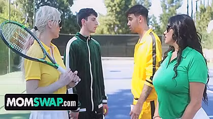 Tennis Game With Slut Stepmoms Leads To Foursome Fuckfest Orgy - Kenzie Taylor & Mona Azar 17 Min