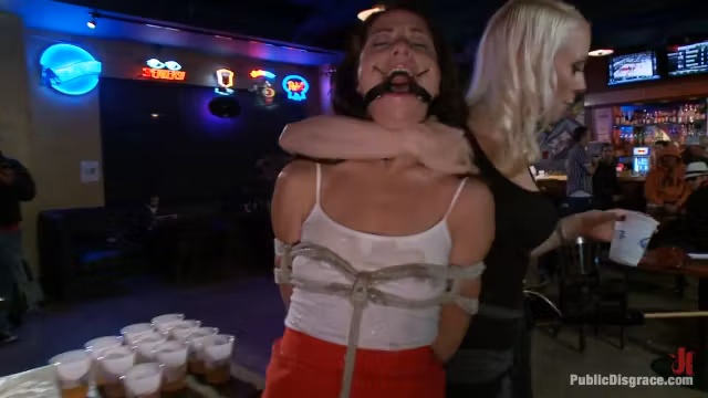 Smoking hot Brunette Humiliated and Fucked in Public