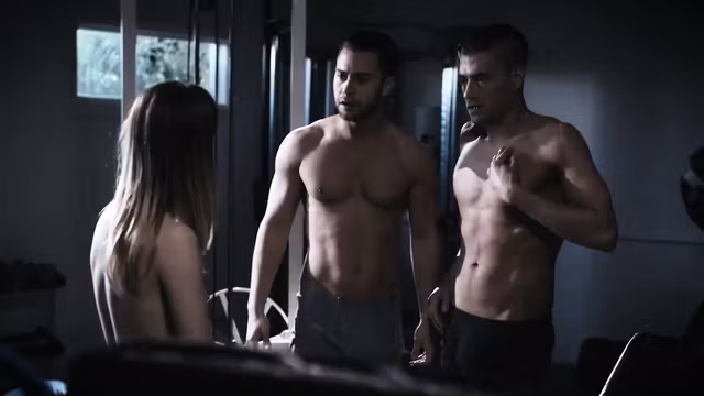 Nerdy teen takes revenge on two bullies making them DP her