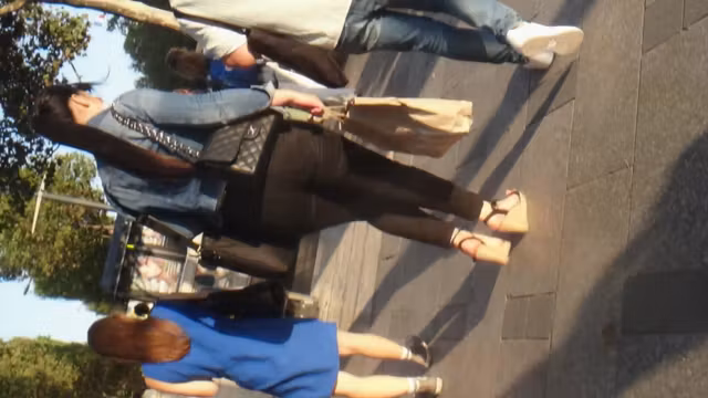 Hot Brunette, Big Booty In Wedges Heels