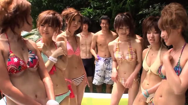 A bunch of Japanese bikini babes have a wrestling match!