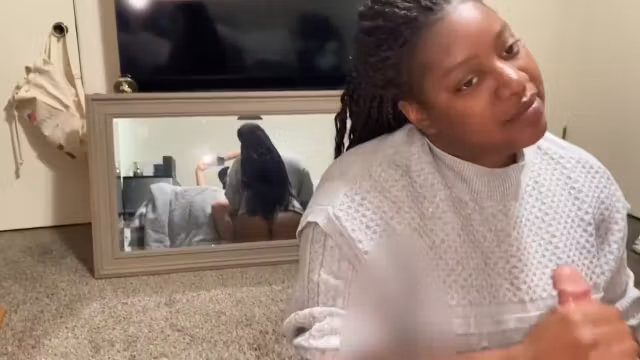 Ebony Milf Sucking White Dick In G-string