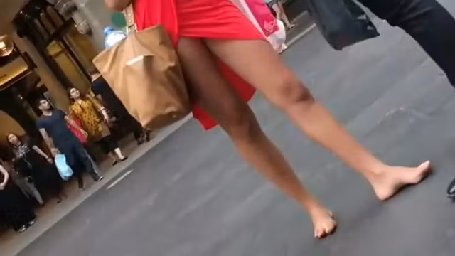 Barefooted girl and some upskirts