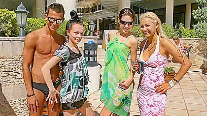 Wild vacation sex in Turkey: Day 2 - Amateur holiday sex with one chick and three guys