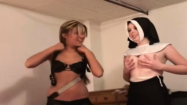 Teen hotties wrestling and spanking