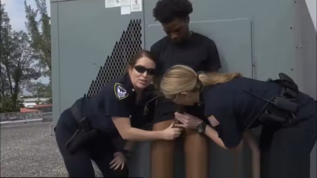Spying Pervert Busted By Sex Mad Milf Cops