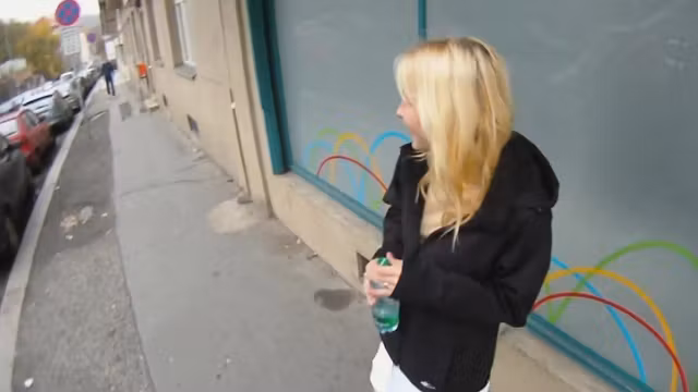 Amateur teen squirted with cum in public POV