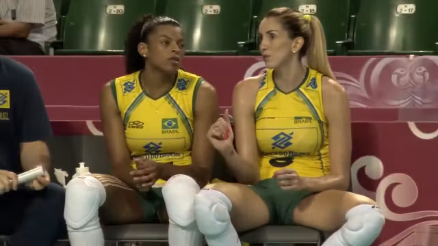 Fit volleyball player has her pussy imprinted on her shorts