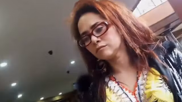 Hippie lady wears an interesting shirt