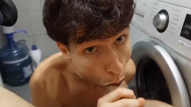 Young Twink Decides To Take Married Mans Huge Cumshot On A Bathroom Floor While The Wife Is Away