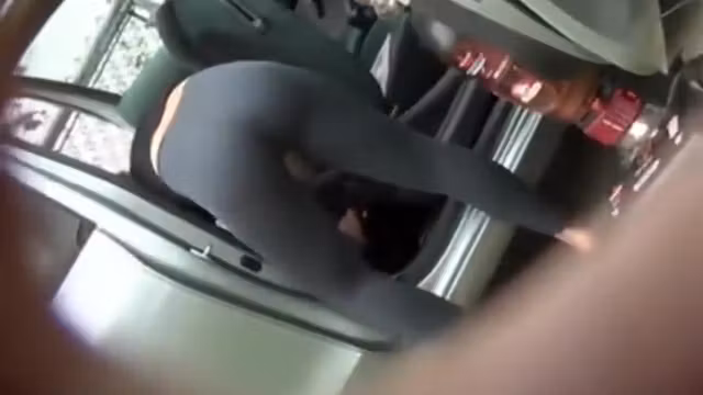 Spying my neighbor bending over in a car