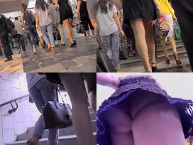 Mini skirt on the flabby ass in accidental upskirt