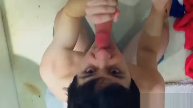 Homosexual jerks off and blows his friend in the bathroom