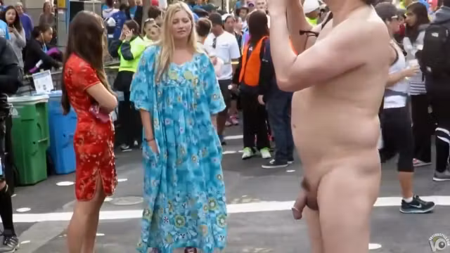 Blonde virgin takes a lusty look at the exhibitionist's penis