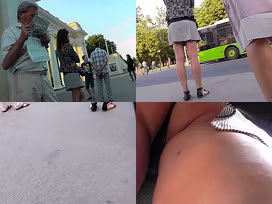 G-string upskirt shot of skinny ass of a hottie