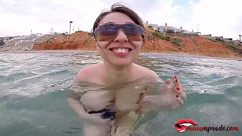Busty Horny Young Man Wants Him To Cum In The Water / Miriam Prado