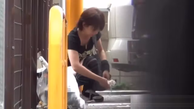 Japanese babe watched pee