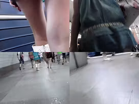 G-string upskirt footage of a chick wearing mini skirt