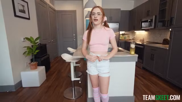 Reese Robbins - She Likes To Get Messy - Pigtailed Redhead Student 18+ Nerd Enjoys Deepthroat Blowjob