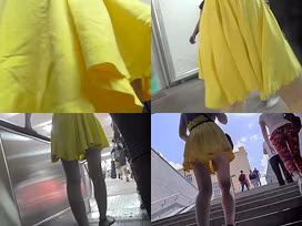 Tiny thong of a sexy lady seen in free upskirt video