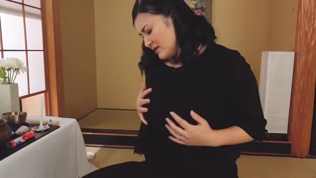 B2F2302-Dirty Widow Wife Masturbating In Front Of Her Husband's Remains