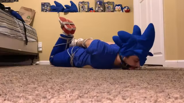 Sonic Cosplayer in Bondage