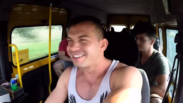 Married Busty MILF GangBanged in Bus