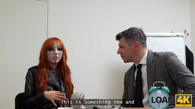 LOAN4K. Fucking my horny goth client in the bank