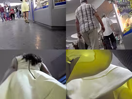 G-string upskirt footage of a chick wearing mini skirt