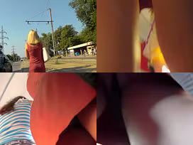 Best upskirt video of a blonde lassie with a g-string