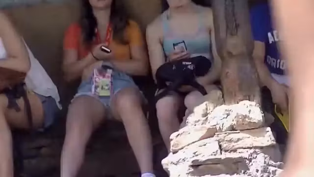 Nice bulge in hot girl's shorts