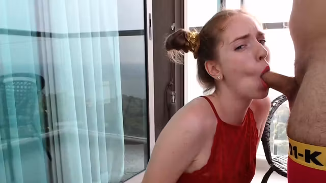 Cute redhead teen blowjob on webcam